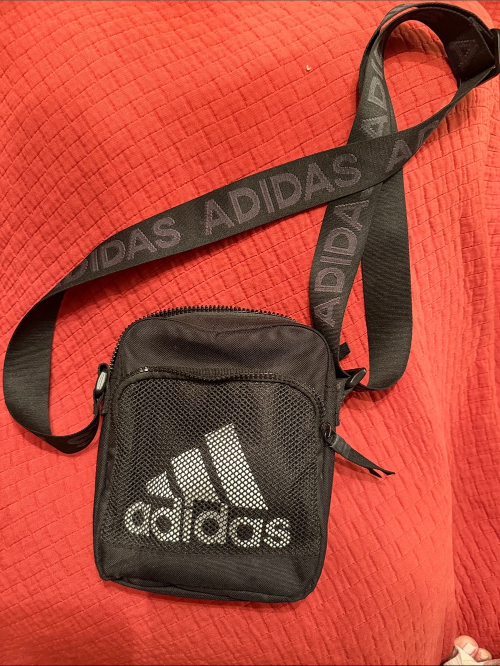 adidas Black Crossbody Sling Bag with White Logo